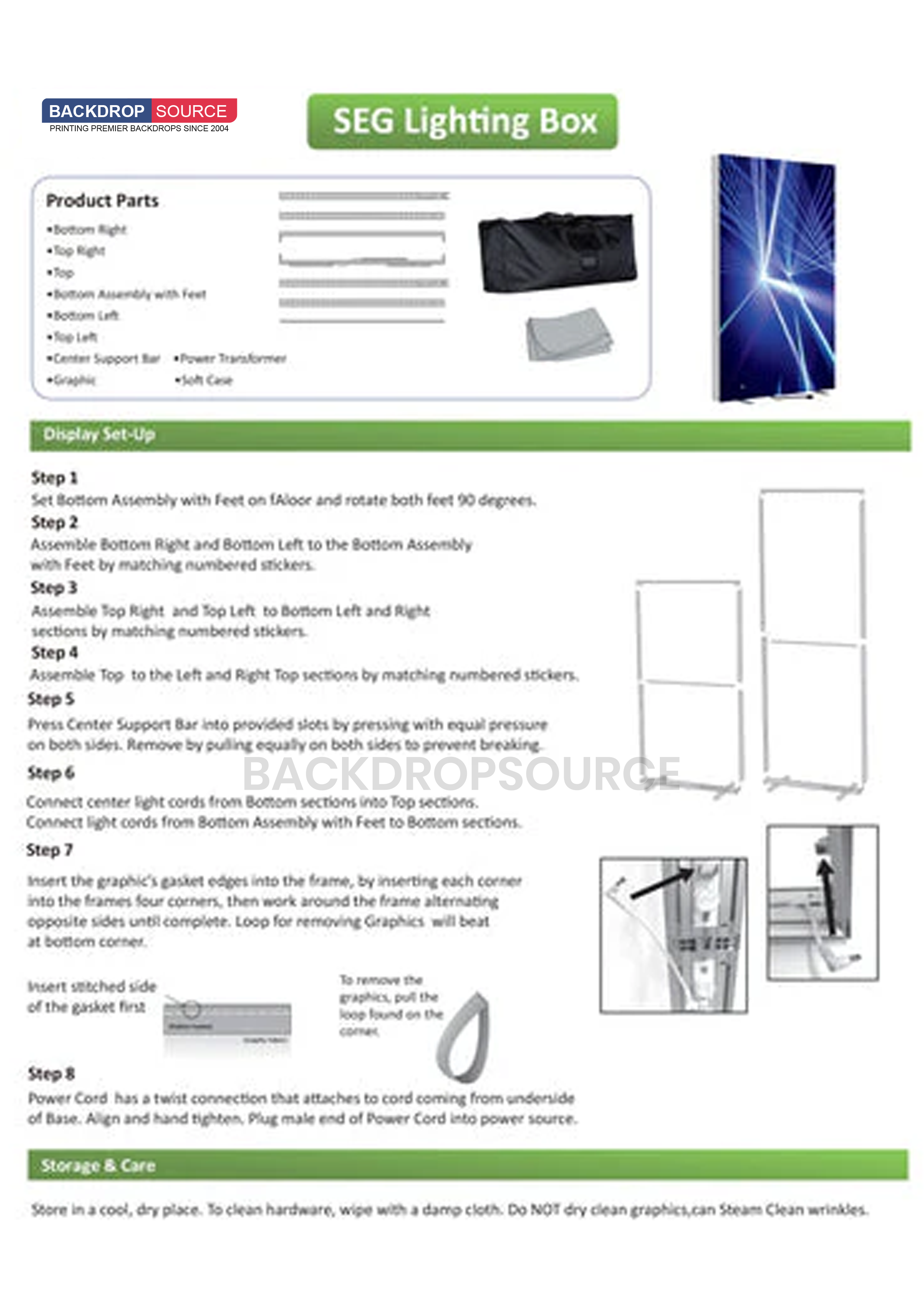 SEG Frameless Fabric LED Light Box Display - 2.8ft W x 6.5ft H