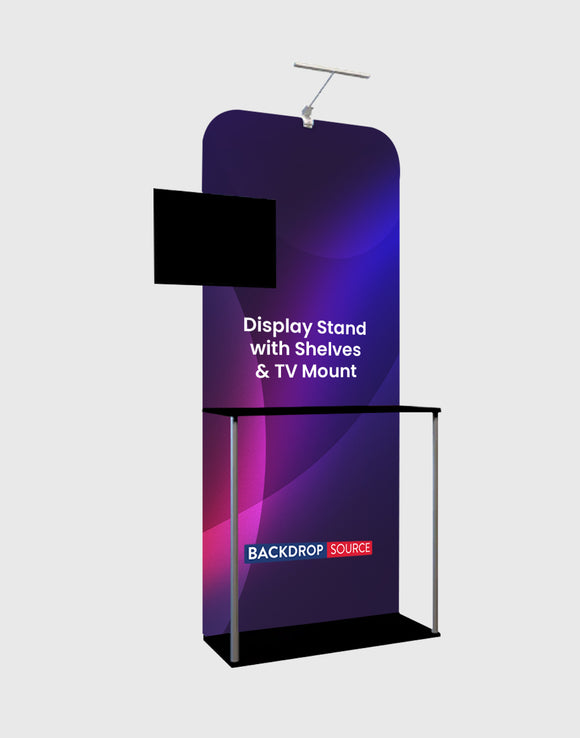 Exhibit Display stand with Shelves & TV mount