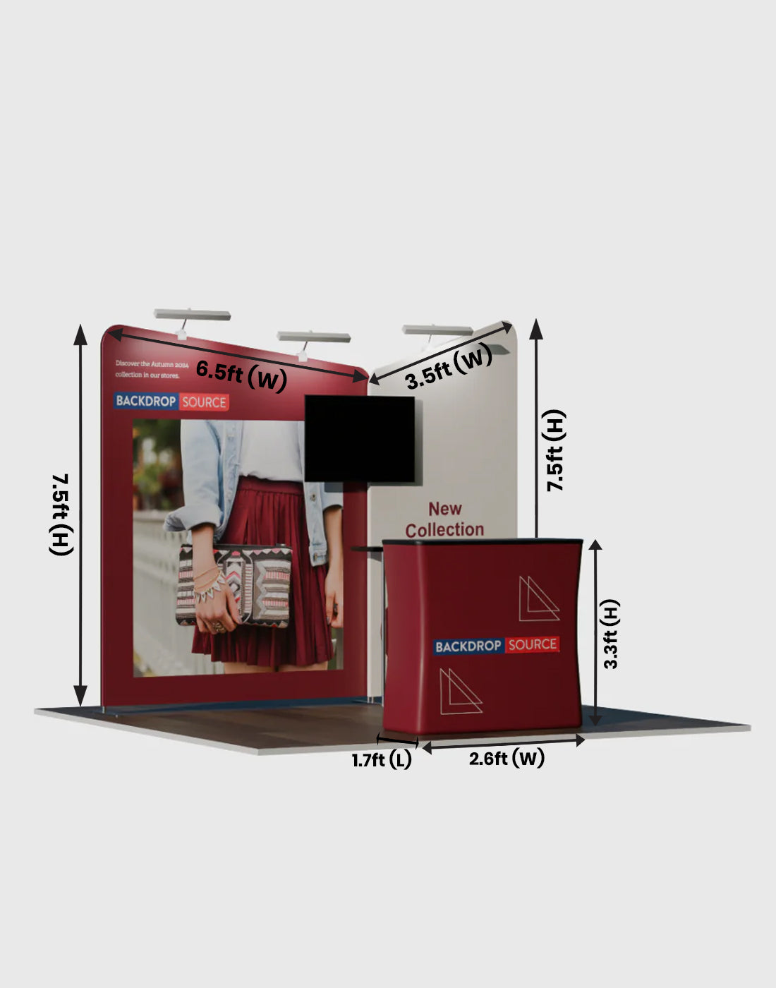 Inclined Exhibition Kit for 10ft Wide Booths