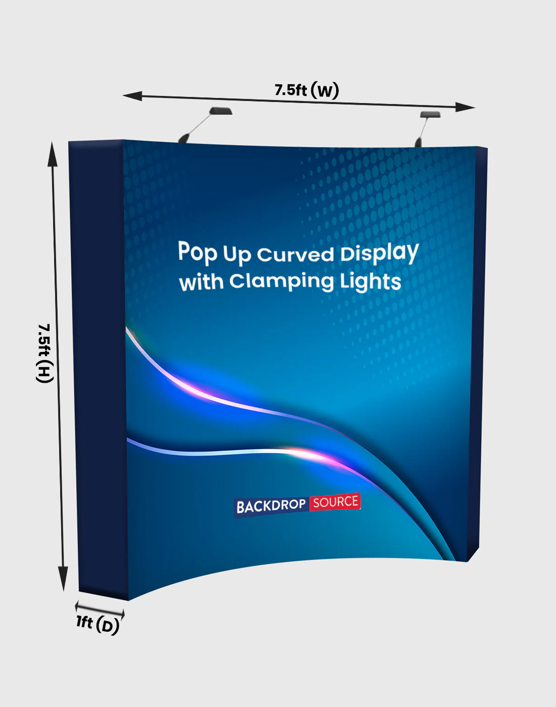 Popup Curved Backwall Kit with Clamping Lights