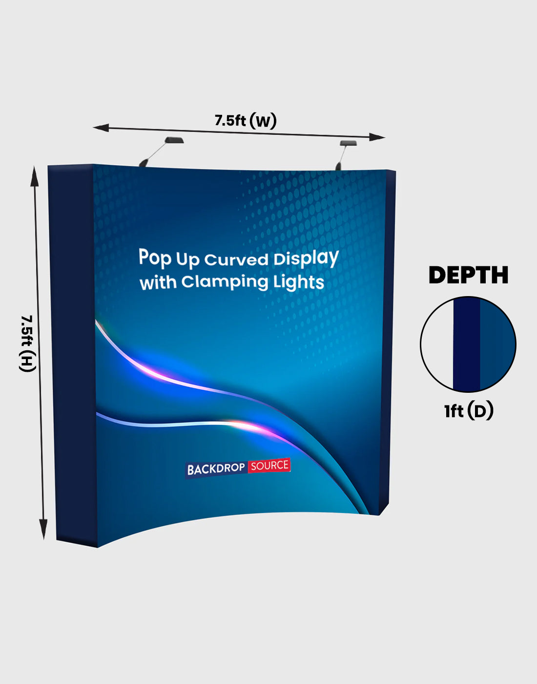 Popup Curved Backwall Kit with Clamping Lights