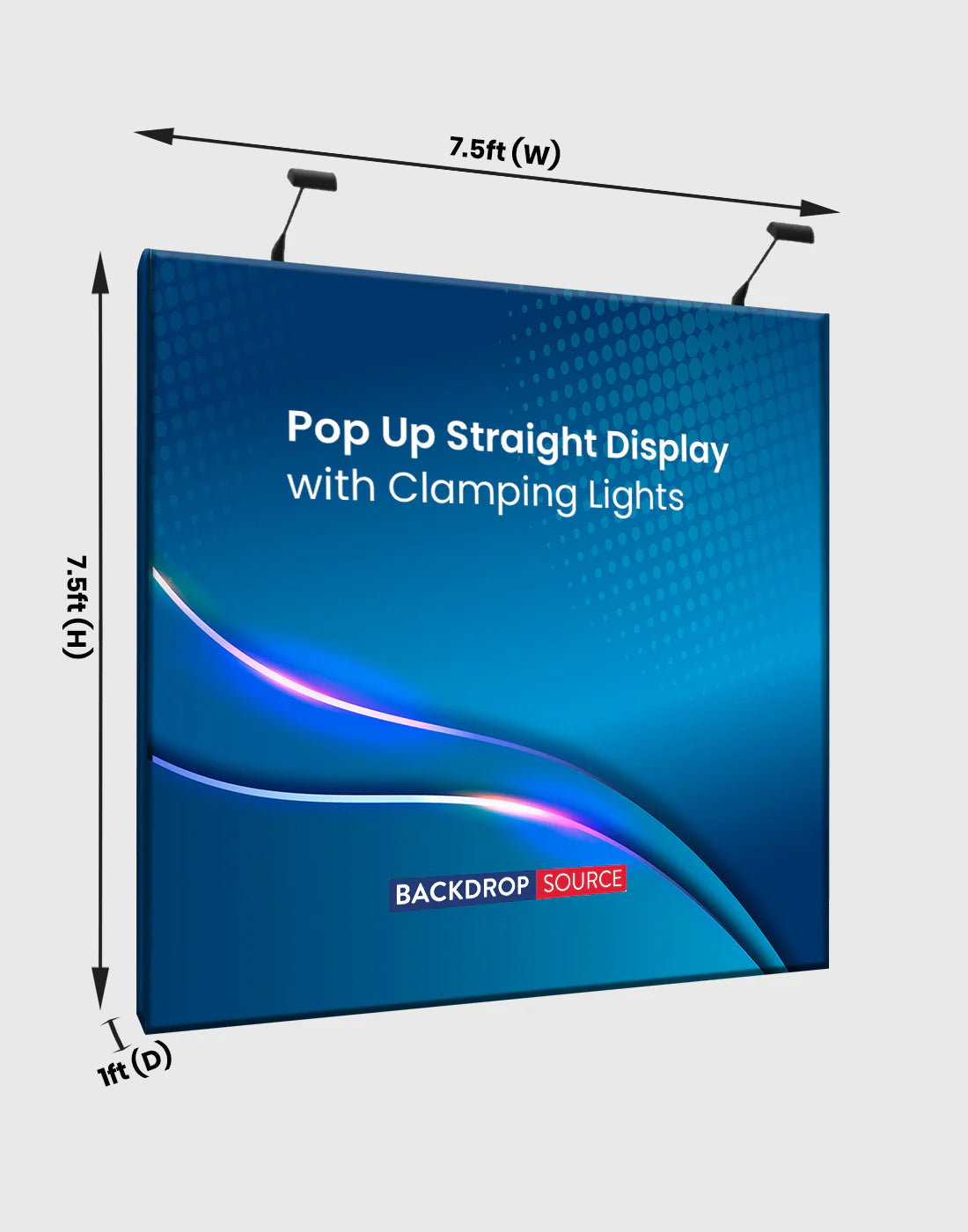 Popup Straight Backwall Kit with Clamping Lights