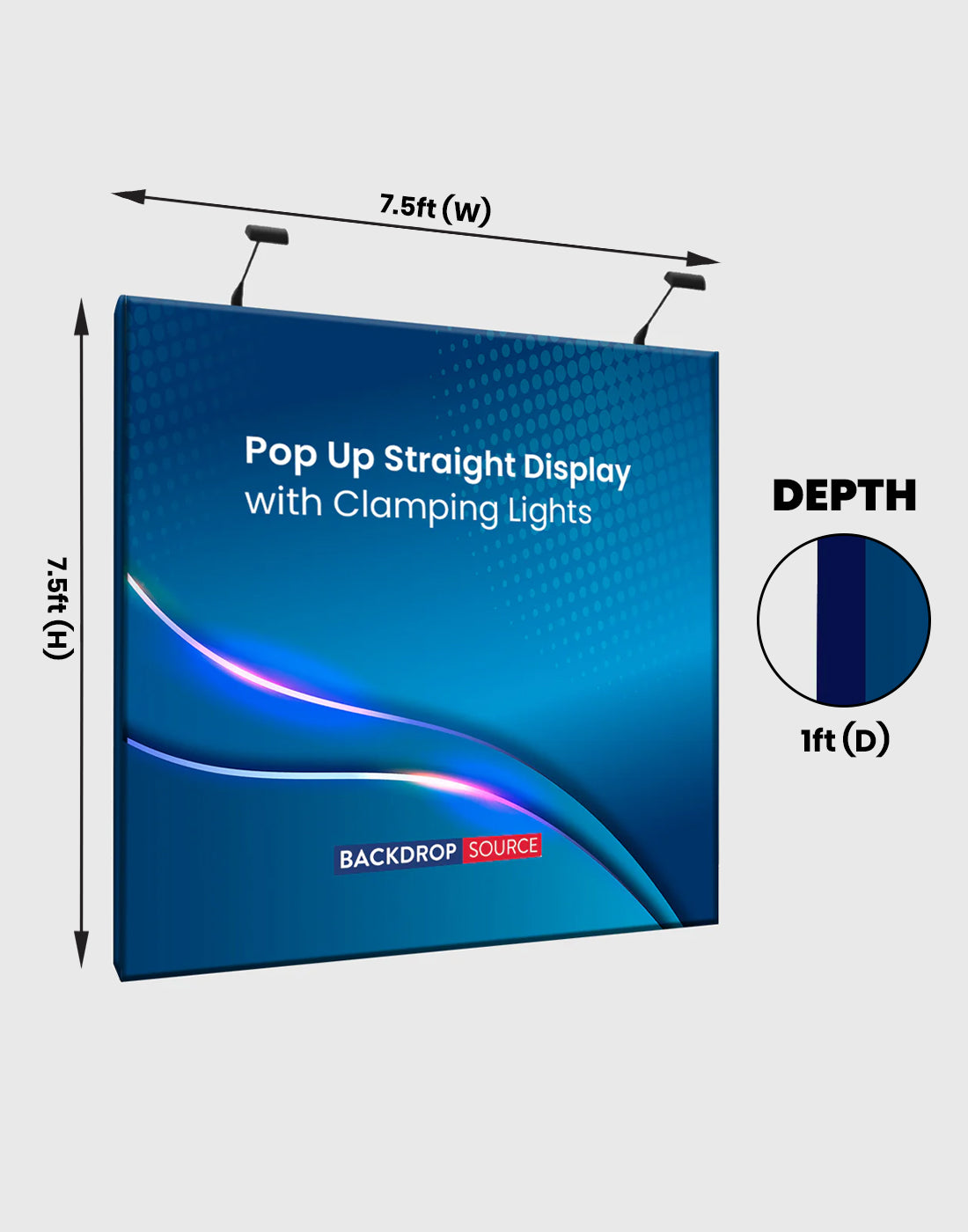 Popup Straight Backwall Kit with Clamping Lights