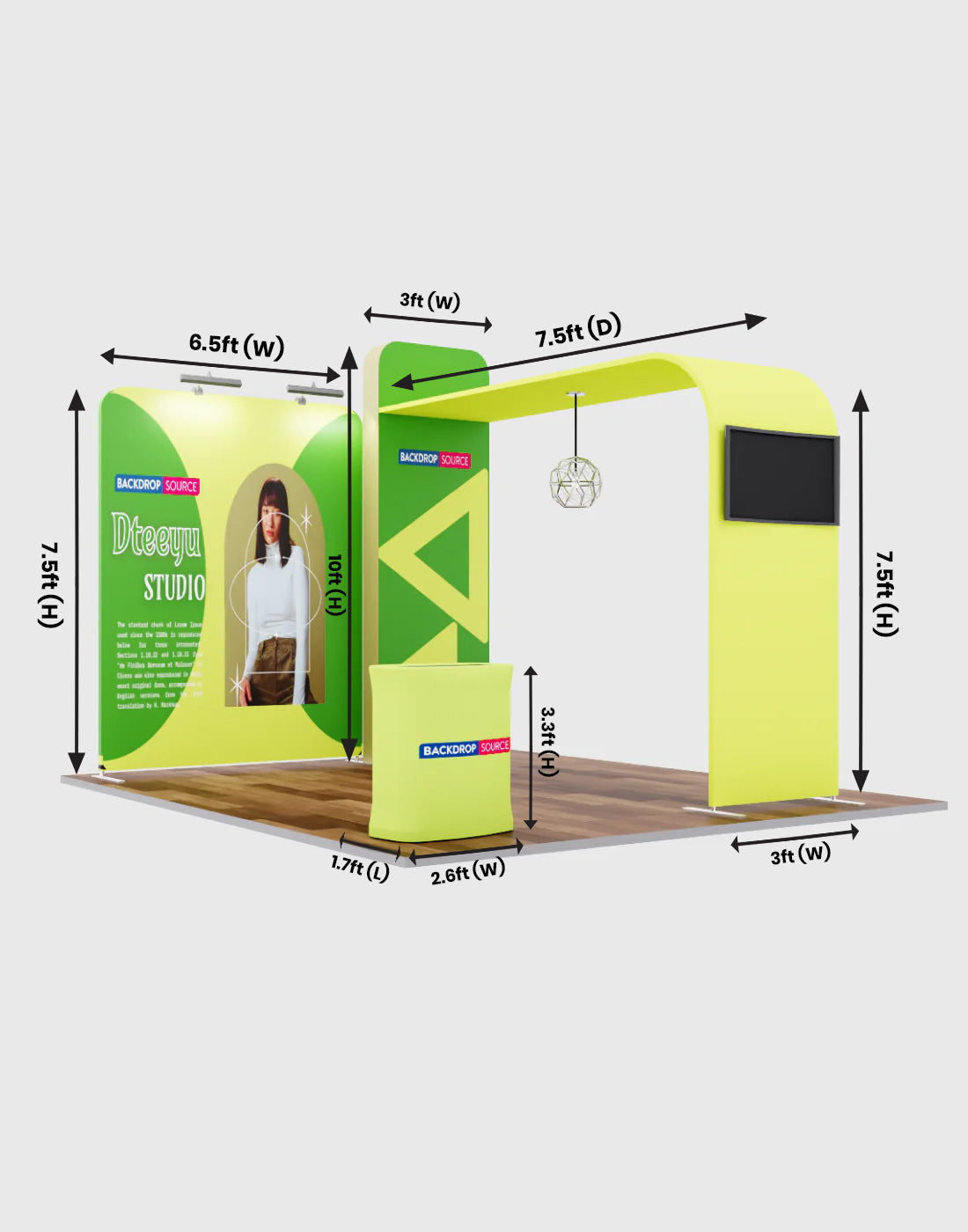 Premium Modular L Arch TV Display Exhibition Kit for 10ft Wide Booths