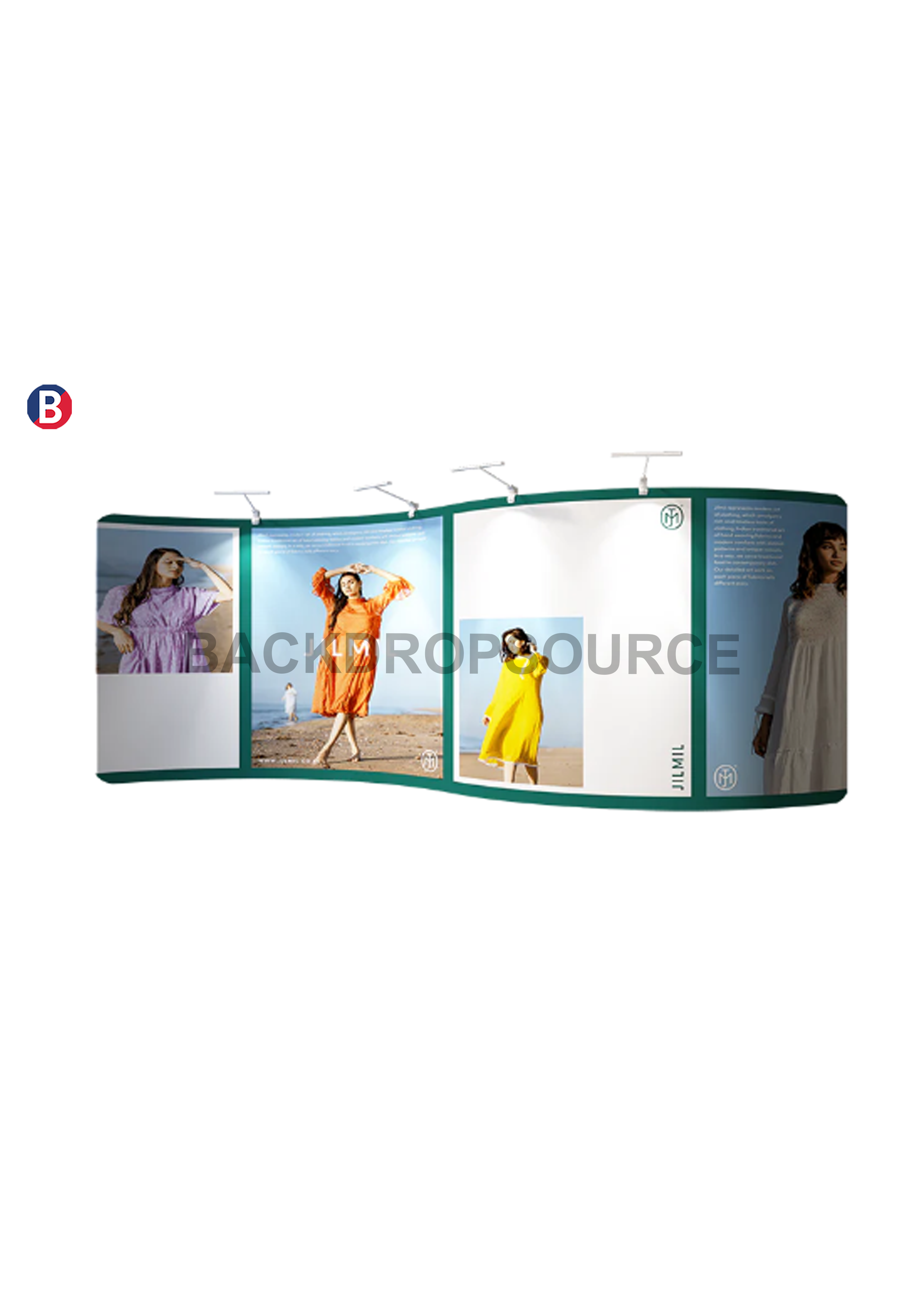 S Shape Wave Tension Fabric Media Wall Display