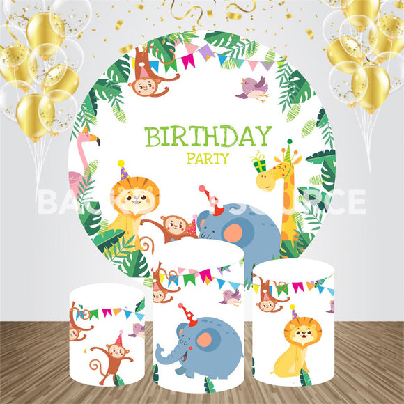 Jungle Themed Birthday Event Party Round Backdrop Kit