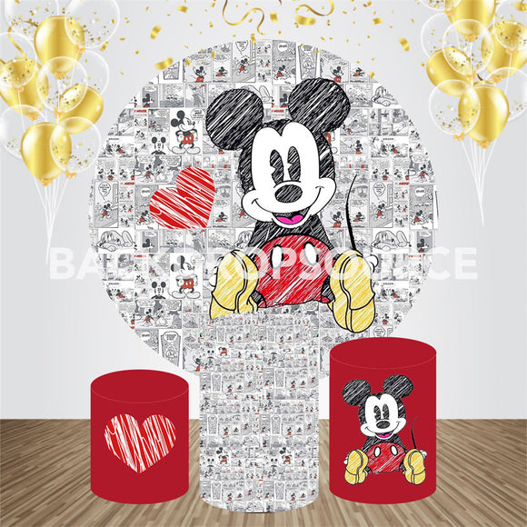 Mickey Mouse Themed Event Party Round Backdrop Kit